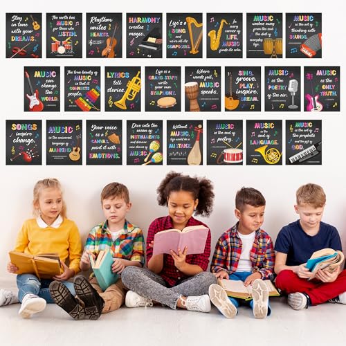 H1vojoxo Music Posters for Classroom - 24PCS Music Classroom Posters for Back to School Bulletin Board Decor Motivational Educational Musical Poster Wall Art Print for Elementary Middle High School