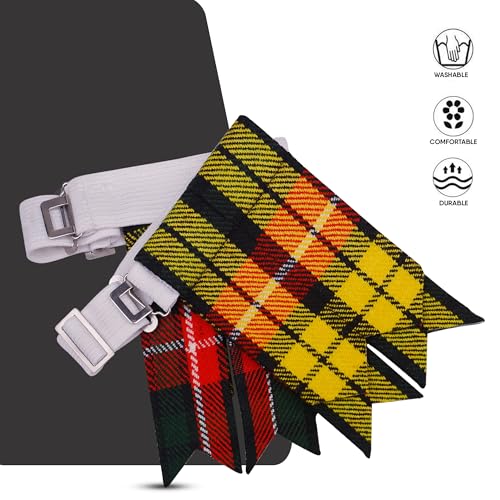 EZE Kilt Flashes for Men with Heavy Buckle Adjusters, Plain & Tartan Kilt Sock Flashes Acrylic Wool - color: Buchanan