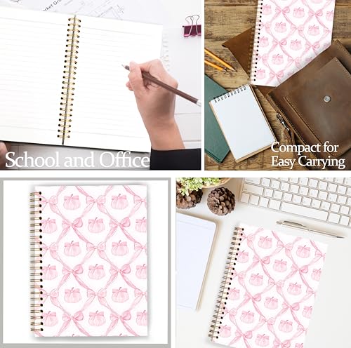 GDJIEGBC Preppy Pink Bow Trellis Pumpkin Notebook 5.5x8.3in - color: Color-I