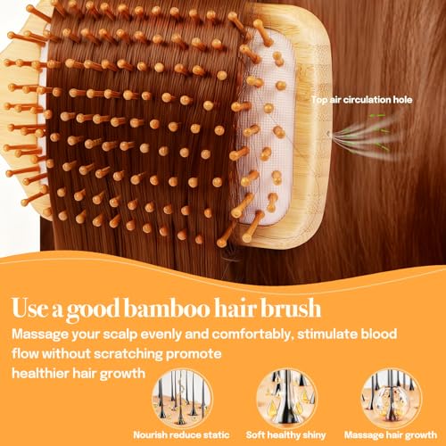 Sofmild Hair Brush Set with Bamboo Detangling Brush and Boar Bristle Brush - color: Black White