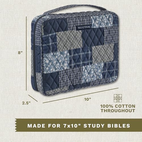 Bella Taylor Bible Cover, Quilted Bible Case, Heritage Blue Patch - color: Heritage Blue Patch, size: Large