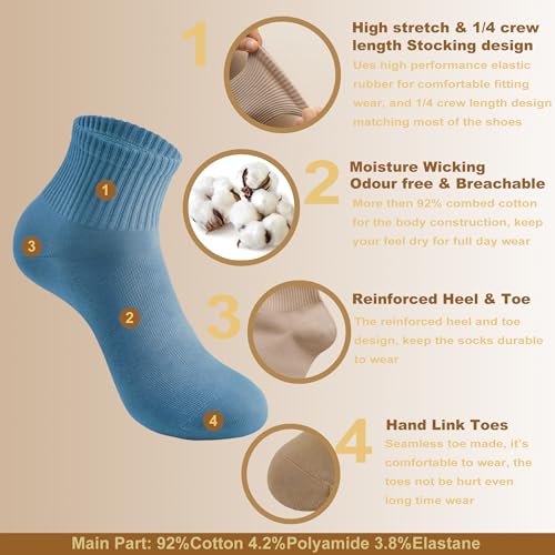Women's Cotton Quarter Crew Socks - color: 15 Multicolor - 7 Pairs