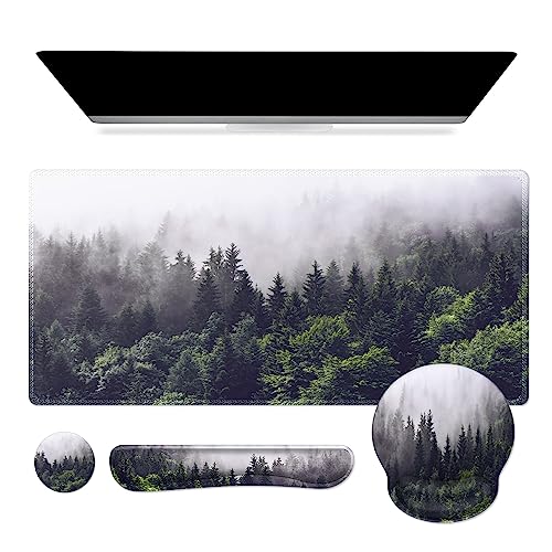 iCasso Forest Computer Pad 35.4"x15.7", Desk Blotter for Classroom - color: Forest