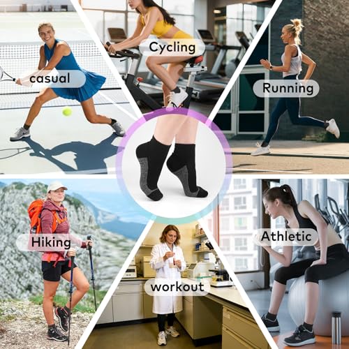 cuangya Women Athletic Ankle Cushioned Running Socks 6-Pairs - color: 5 Pairs Black Socks, size: 5-8