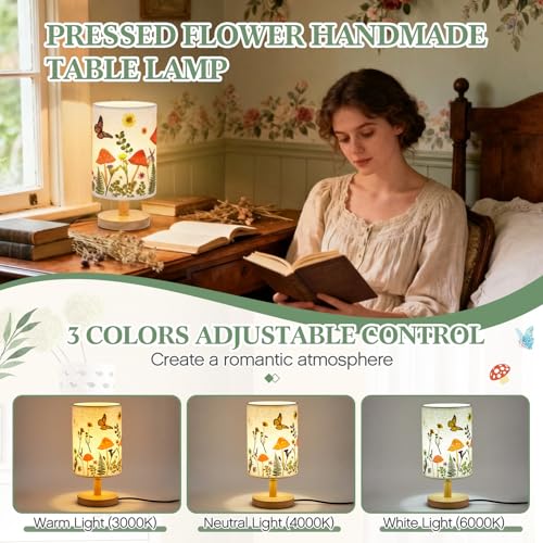 Hortsun Pressed Flower Vintage Table Lamp,Mushroom Pattern - color: Mushroom Pattern