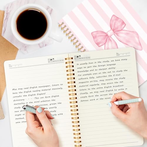 CNhoqc Pink Spiral Journal Notebook, 4 Pcs A5 Watercolor Coquette Notebook - color: 4-Pcs Pink Bow-B