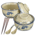 CALLARON 26 oz Ceramic Ramen Bowl Set of 2 with Lids, Spoons and Chopsticks