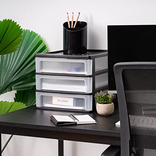 IRIS USA 3-Drawer Medium Plastic Stacking Desktop Organizer, Black - color: Black, style: Medium - 1 Pack