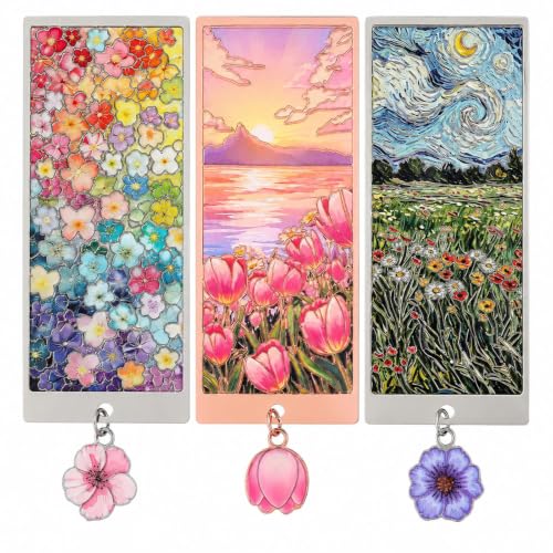 3PCS Floral Bookmarks, Vintage Flower Book Markers for Book Lovers