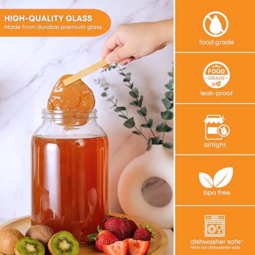 FastRack 1 Gallon Mason Jar Wide Mouth & Twin Bubble Airlock for Fermentation, Pickling, Brewing & Dry Storage – BPA-Free One Gallon Glass Jar with Lid