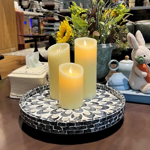 12.5" Lazy Susan for Table Top – Mother of Pearl Spinning Turntable Serving Tray, Marble Lazy Susan Organizer for Dining Table Centerpiece, Kitchen Island Decor, Bathroom Counter, Outdoor Use (Blue) - color: Blue Moon