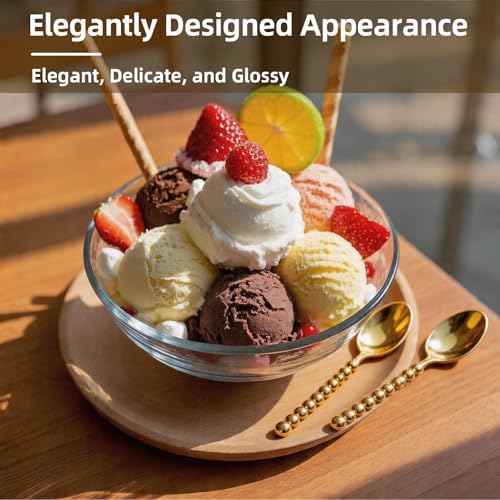 Premium 120-Piece Gold Mini Dessert Spoons with Beaded Handle, 4.4 Inch - color: 120pcs Gold Spoons