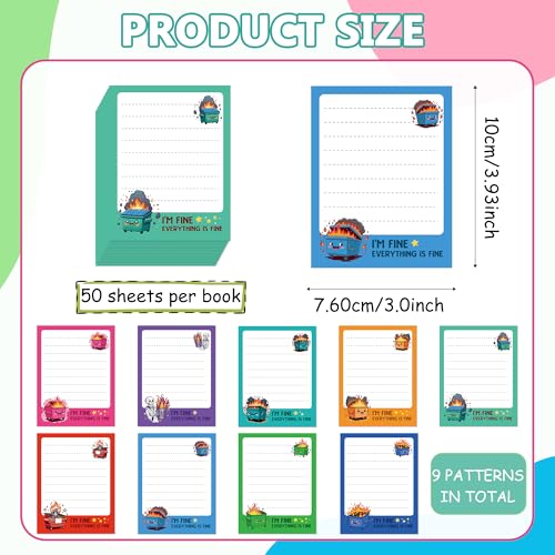 9 Pcs Dumpster Fire Sticky Notes, Funny Garbage Can Fire Desk Accessories, Cartoon Fun Dumpster Fire Self-Adhesive Notes for Teacher Student School Meeting Office Worker Accessories Gifts - color: Dumpster Fire a