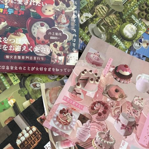Japanese Stickers Book for Scrapbooking S,Desserts Japanese Stickers - color: Gourmet