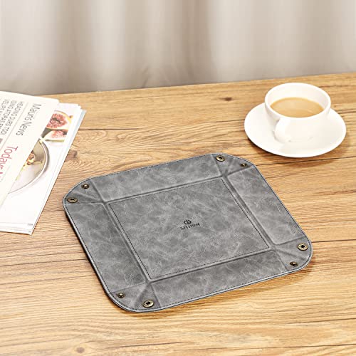 SITHON Valet Tray Desktop Storage Organizer Nightstand Caddy Holder - color: Gray