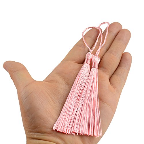 100Pcs 5 Inch Silky Bookmark Tassels for Jewelry, Souvenir(Light Pink) - color: Light Pink