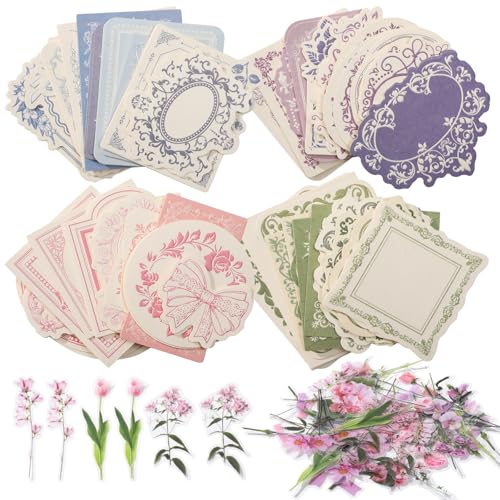 160 Pcs Vintage Scrapbook Supplies Kit, Including 120 Sheets Scrapbook Paper Pad 40 Decorative Flower Stickers, Junk Journal Accessories Scrap Book Crafting for Mixed Media Collage Card Making - color: Decorative Paper