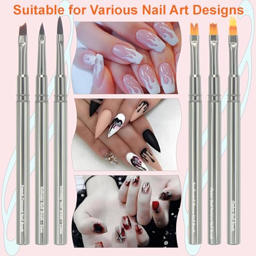 MYR 6Pcs Metal Nail Art Brushes & 2pcs Nano Nail Files for Nail Art Designs