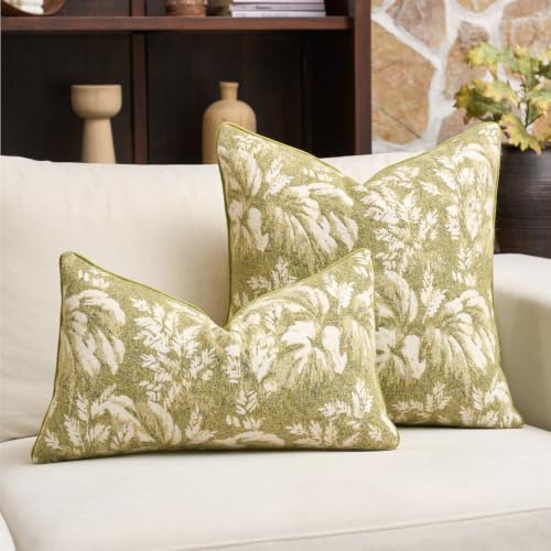 Alerfa Light Green Neutral Floral Pillow Cover 12 x 20 Inch, Vintage Rectangle Couch Fall Throw Pillow Cover Soft Decorative Farmhouse Accent Pillowcase for Living Room Bedroom - color: Light Green, size: 20" x 12" (Pack of 1)