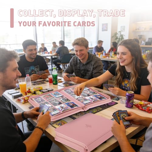 Trading Card Binder 9 Pocket, 360 Pockets Card Collection Binder - color: Pink