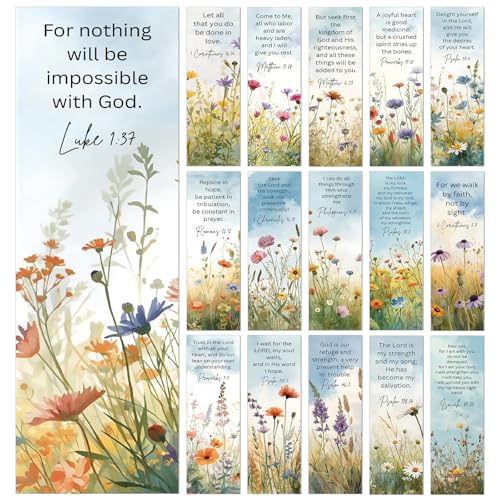 160 Pcs Flower Scripture Bookmarks Bible Verse Book Page Marks - color: Flower Scripture