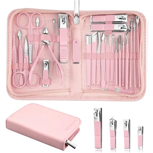 MINKINH 26-Piece Manicure Set for Women, Pink At-Home Nail Care Kit - color: Pink