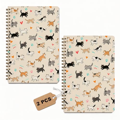 2 Pcs Cat Gifts for Women Spiral Notebook, A5 Journal Notebook 160 Pages - color: Multicolour 0021