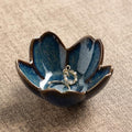 Floral Ceramic Jewelry Tray, 3.5" Ring Holder Trinket Bowl - color: blue