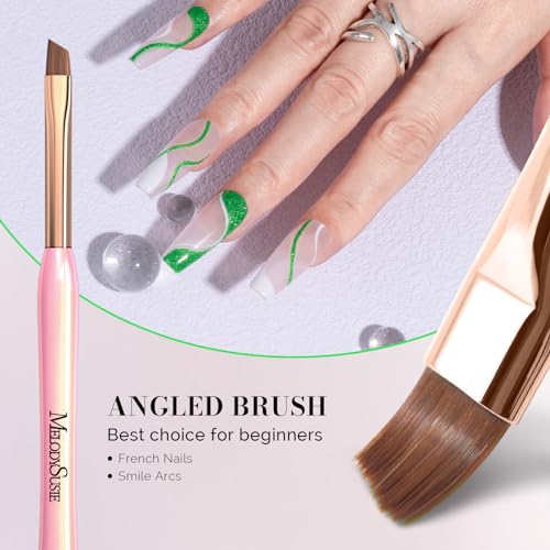 MelodySusie 3Pcs Nail Art Clean Up Brushes - color: Pink(Flat/Oval/Angled)