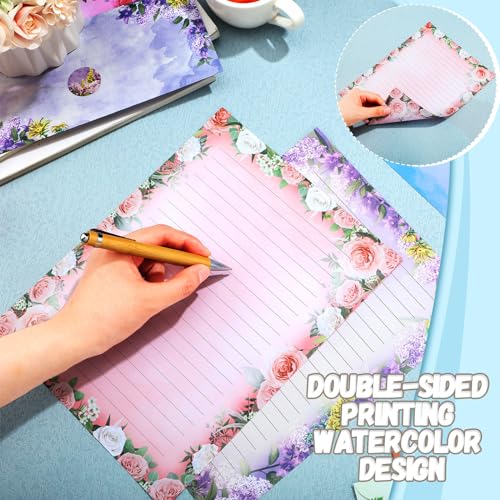 TaoBary 160 Pcs Flower Stationery Paper and Envelopes Set, 8.5 x 11'' - size: 8.5 x 11 Inch, style: Flower