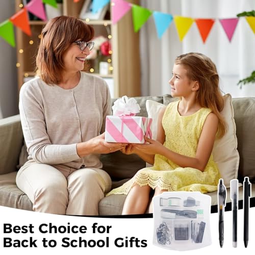 Mini Office Supply Kit, Mini Stapler with Staples and Tape Dispenser Set, Mini School Supplies Kit Includes Sticky Notes Index Tabs Gel Pens for Office & School (Black) - color: Black