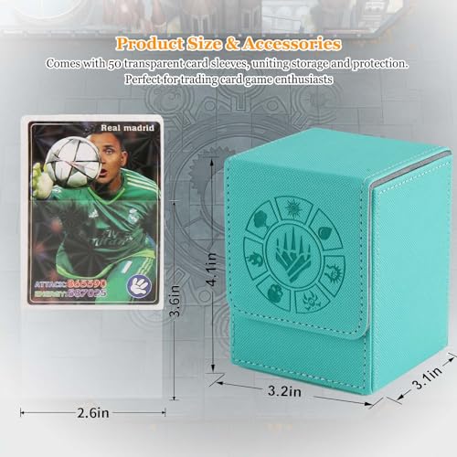 Arkeiliy MTG Deck Box 110+ Storage Sleeved Cards for Magic Commander - color: Turquoise