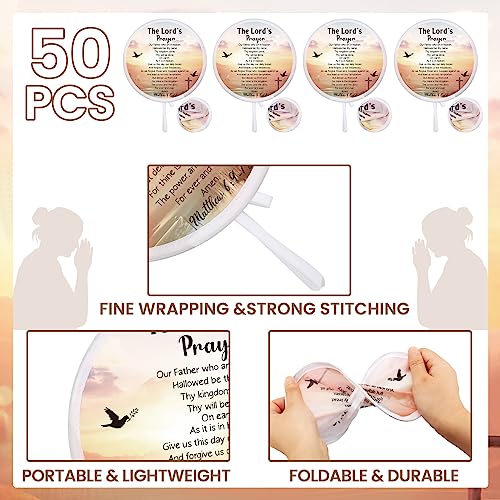 Tradder 50 Pcs Christian Church Fans Bulk Foldable Hand Fans, Classic - style: Classic