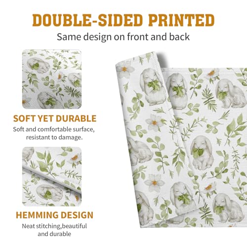 Easter Bunny Rabbits Placemats Set of 4 Easter Spring Green Leaves Flroal Dining Table Placemats 12x18 Inch Heat Resistant Washable Table Mats for Kitchen Dining Holiday Indoor - color: Easter Bunnies