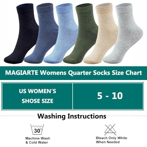 MAGIARTE Womens Mini Crew Cotton Socks,6 Pairs - color: Color#14