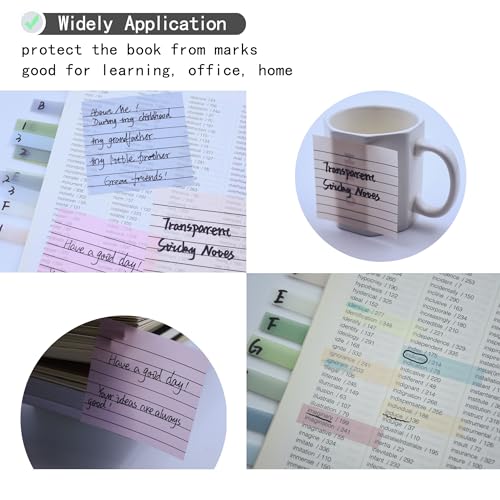 YOUDEFUL 800Pcs Transparent Sticky Note, 3"x3" Clear Sticky Note with Line - size: Square Line