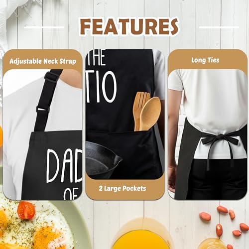 Daddio Of The Patio Funny Aprons for Men with 2 Pockets, Cooking Apron for Dad, Gag Gifts for Men, Adjustable BBQ Grilling Apron for Husband, Chef Kitchen Gifts for Birthday & Father’s Day - A03 - color: Daddio of the Patio