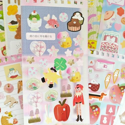 400+ Japanese Stickers Book Set,20 Sheets Kawaii Scrapbook Stickers Book for Journaling Supplies,Cute Korean Sticker for Junk Journal,Scrapbooking,Diary,Phone Case,DIY Craft(Cute Little Things) - color: Cute Little Things