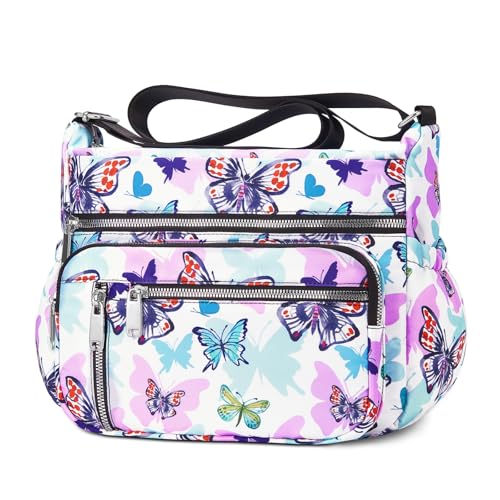 NPBAG Crossbody Bag for Women, Shoulder Purse Handbag Messenger Bag, Trendy Pocketbooks, Waterproof and Multi-Pockets - color: Butterfly