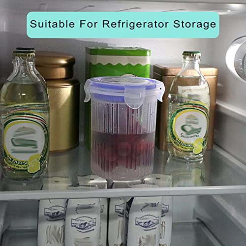 JUXYES Transparent Plastic Pickle Storage Jar with Strainer and Lock Lid