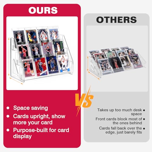 Trading Card Display Stand, Vertical Card Holder, 3-Tier, 1 Pack
