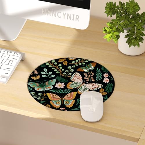 Hancynir Butterfly Floral Round Mouse Pad, Small Mousepad for Office Desk - color: Butterflies Floral