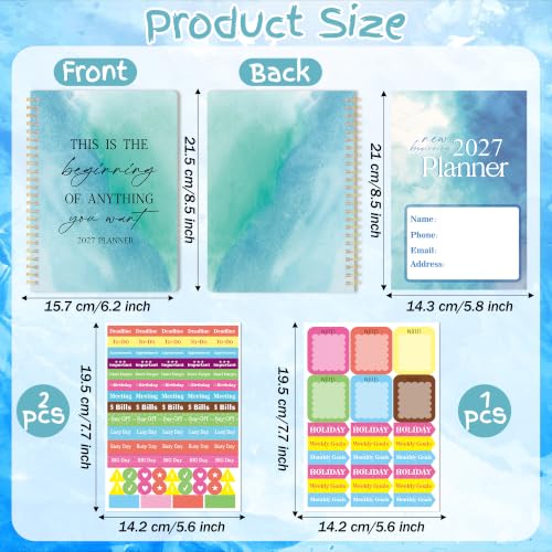 Xqumoi 2027 A5 Planner New Beginning Blue Weekly and Monthly Planner Gift - color: New Beginning 2027, size: A5