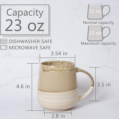 Bosmarlin Extra Large Ceramic Coffee Mug, 23 Oz, Dishwasher and Microwave Safe, Oversized Big Tea Cup, Reactive Glaze (Brown Grey) - color: Brown Grey