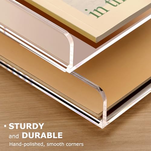 2 Pack- Stackable Paper Letter Tray, A4 File Tray Desk Organizer, Acrylic - style: Thin 2 Tier Trays