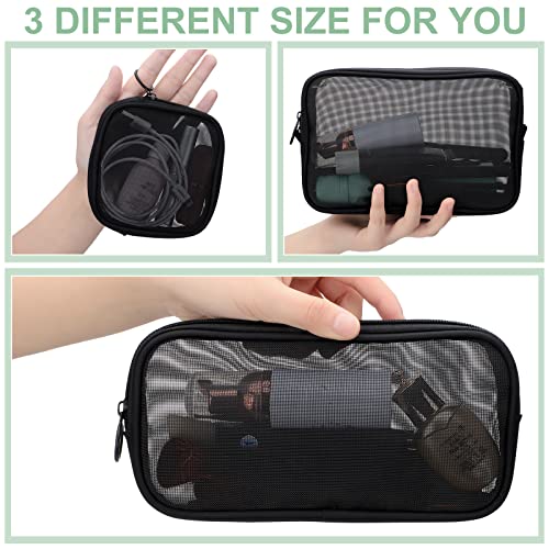 Weewooday 4Pcs Mesh Makeup Bag, Black, Small, Large, Medium, Classic - color: Black, size: Small, Large, Medium, style: Classic