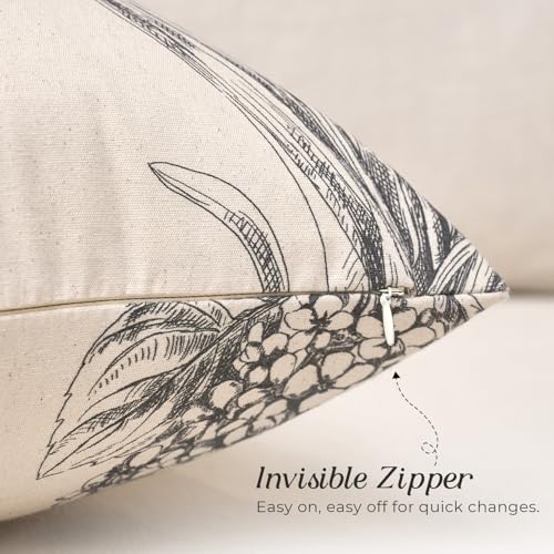 Kevin Textile Hydrangea Floral Pillow Covers Set of 2 18x18 Inch, Black - color: Black