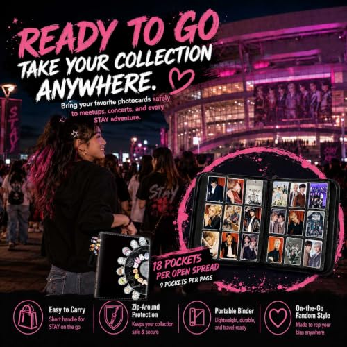 Stray Photocards Binder 1008 Pockets, Stray Fans Gifts & SKZOO Merch Collectors, 9-Pocket Portable Waterproof Display Kpop Photo Cards Collector Ablum Holder Book with 56 Removable Sleeves - Album