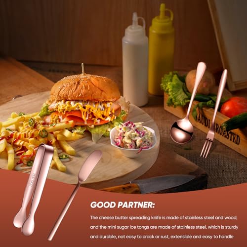 Patelai 14 Pcs Charcuterie Utensils Cheese Knives Forks,Rose Gold - color: Rose Gold