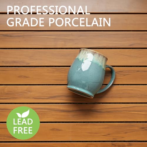 Bosmarlin Extra Large Ceramic Coffee Mug, 24 Oz, Dishwasher and Microwave Safe, Big Oversized Tea Cup, Reactive Glaze (Peacock Blue) - color: Peacock Blue